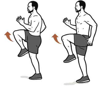 High Knees - Gerakan dynamic stretching